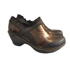Jambu Women’s 10 CALI Marble Brown Patent Leather Platform Clogs